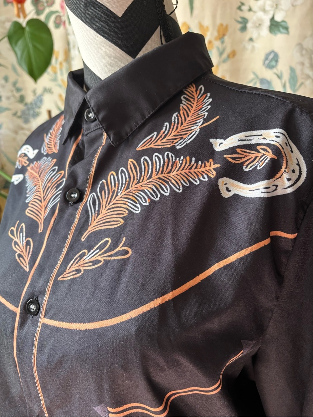 Black Western-Style Button Up